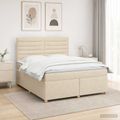 vidaXL Posteľ boxspring s matracom Krémová 140 x 200 cm Látka