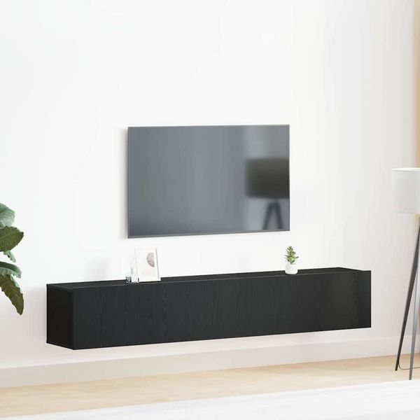 vidaXL Zostava TV skriniek Nástenný 2 pcs Čierny dub Kompozitné drevo