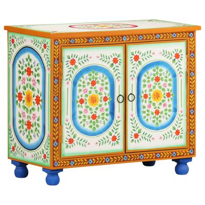 vidaXL Ručne maľovaná komoda 70x35x60 cm masívne mangovníkové drevo