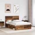 vidaXL Rám postele Staré drevo 140 x 190 cm Masívne borovicové drevo