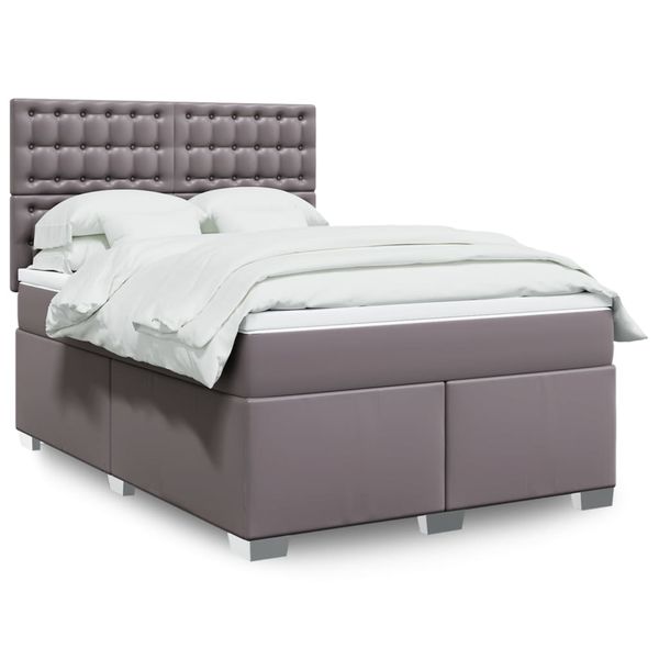 vidaXL Boxspring posteľ s matracom sivá 140x200 cm umelá koža
