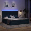 vidaXL LED úložná posteľ s matracom Modrá 200 x 200 cm Látka