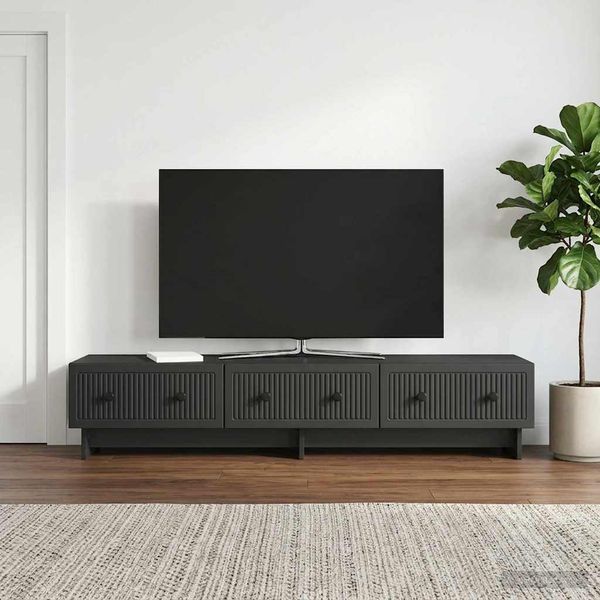 vidaXL TV skrinka Čierna 147 x 34,5 x 30 cm Kompozitné drevo