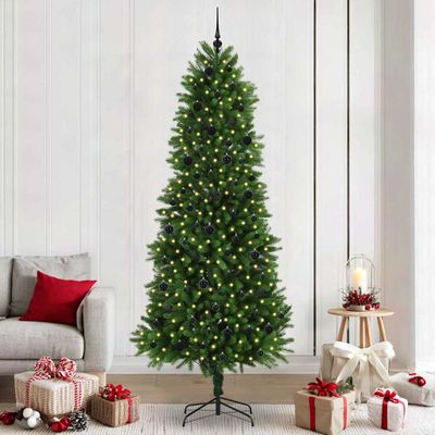vidaXL Vianočný stromček s 300 LED-i so stojanom Zelená 240 cm PE