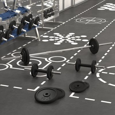 vidaXL Obojručná a jednoručná činka so závažiami 60 kg, liatina