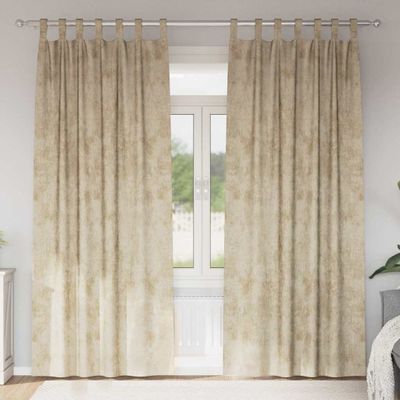 vidaXL Sametové závesy so záclonami 2 pcs Krémová 245 x 140 cm Zamat