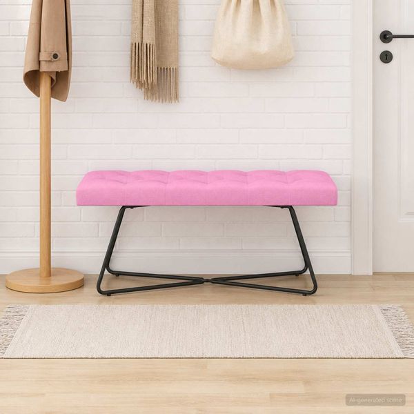vidaXL Lavica s gombíkovým prešívaním Ružová 110 x 40 x 46 cm Látka