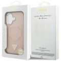 Puzdro Guess Case Magsafe PU Leather Case s trojuholníkovým logom a strieborným kovovým rámom fotoaparátu pre iPhone 17 ružové
