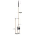 vidaXL Strom pre mačky od podlahy po strop bledosivý 258,5-284,5 cm