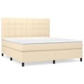 vidaXL Posteľný rám boxspring s matracom krémový 180x200 cm látka