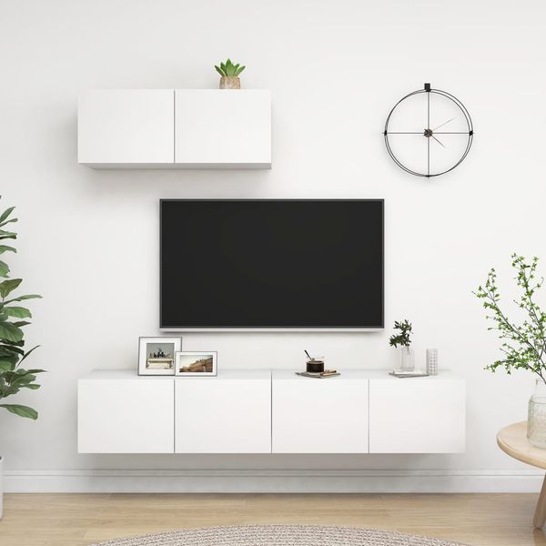 vidaXL TV skrinky 3 ks, biele, kompozitné drevo