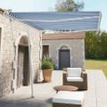 vidaXL Samostatne stojaca automatická markíza 300x250 cm modro-biela