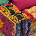 vidaXL 4-miestna modulárna taburetka, patchwork, látka