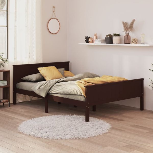 vidaXL Posteľný rám tmavohnedý borovicový masív 160x200 cm