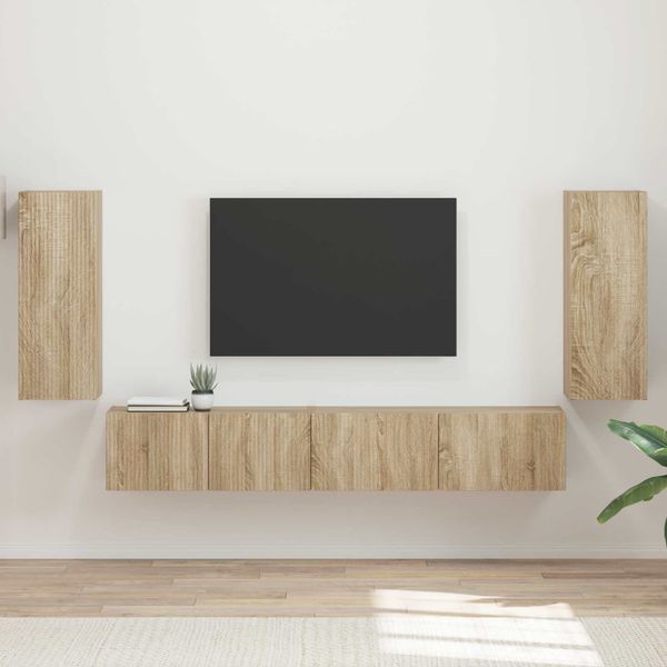 vidaXL Zostava TV skriniek 4 pcs Sonoma dub Kompozitné drevo