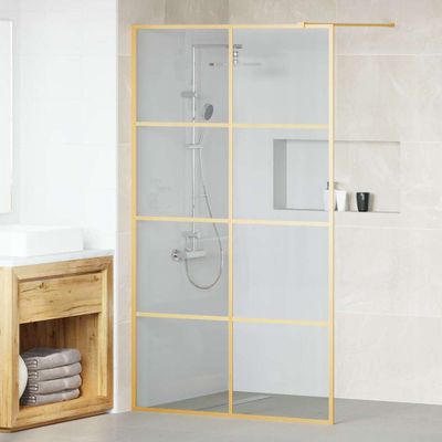 vidaXL Stena walk-in sprchy Zlatá 115 x 195 cm tvrdené sklo