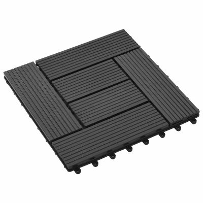 vidaXL Dlažba na terasu 11 pcs Čierna 30 x 30 cm drevoplast