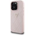 Puzdro Guess Hardcase PU zrnitý horúci razba 4G trojuholník kovové pre iPhone 16 Pro 6,3" ružové