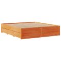 vidaXL Posteľ s knižnicou bez matraca vosková 200x200 cm borovica