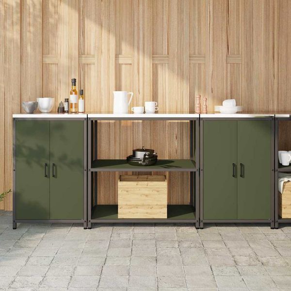 vidaXL Kuchynský úložný set HATTEM 3 pcs Olivovo zelená