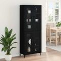 vidaXL Highboard Čierny dub 69,5 x 34 x 180 cm Kompozitné drevo