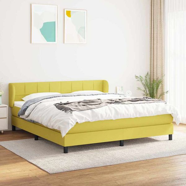 vidaXL Boxspring posteľ s matracom zelená 180x200 cm látka