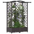 vidaXL Vyvýšený záhon s mriežkou a strechou Hnedá 124 x 40 x 123 cm PP
