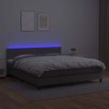 vidaXL Boxspring posteľ s matracom a LED sivá 180x200 cm umelá koža