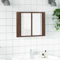 vidaXL LED zrkadlová skrinka hnedý dub 60x12x45 cm spracované drevo