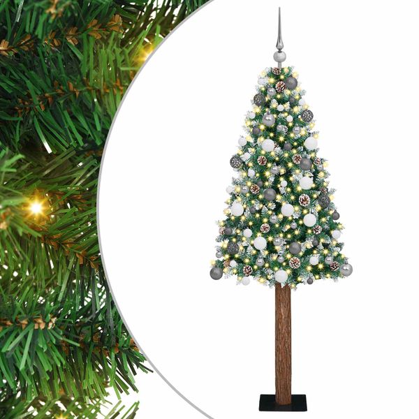 vidaXL Úzky vianočný stromček s 300 LED-i so stojanom Zelená 180 cm