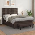 vidaXL Boxspring posteľ s matracom hnedá 140x190 cm umelá koža