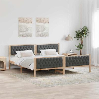 vidaXL Rám postele Tmavo šedá 200 x 200 cm Masívne borovicové drevo