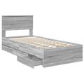 vidaXL Rám postele Sivý Sonoma 75 x 190 cm Inžinierske drevo