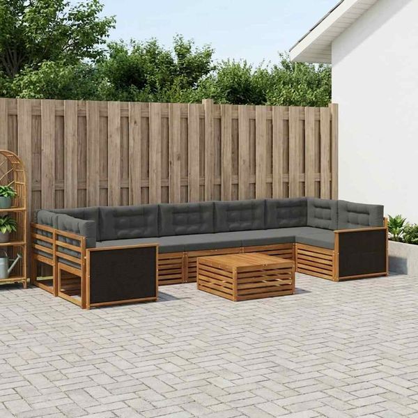 vidaXL Záhradná súprava gaučov 8 pcs Prírodná a antracitová