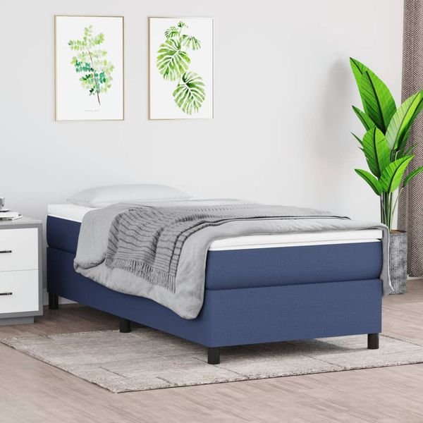 vidaXL Posteľný rám boxsping s matracom modrý 80x200 cm látka