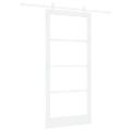 vidaXL Posuvné dvere 93 x 202 cm Masívne borovicové drevo a sklo Biela