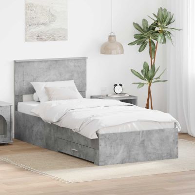 vidaXL Rám postele Betónová šedá 100 x 200 cm Kompozitné drevo