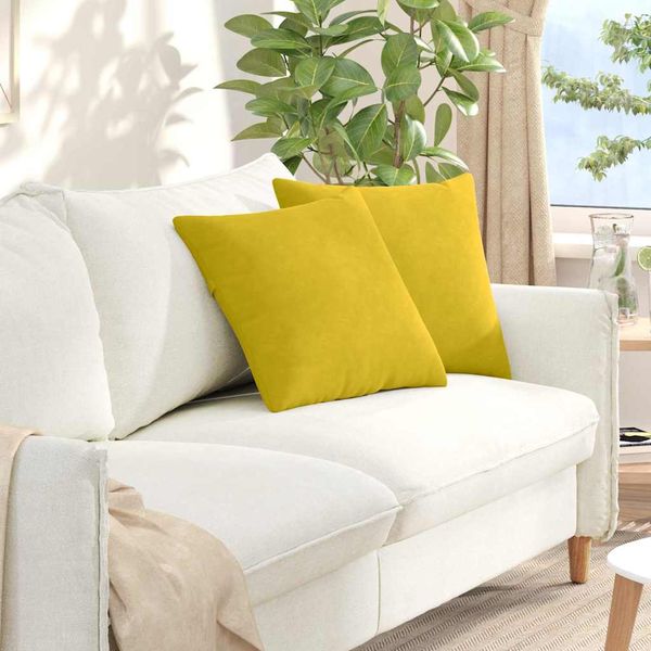 vidaXL Vankúše na pohovku 2 pcs Žltá 45 x 45 cm Kordúrová tkanina