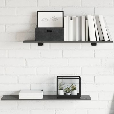 vidaXL Prídavné police 8 ks, lesklé sivé 80x20x1,5 cm, drevotrieska