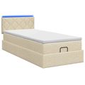 vidaXL Ottoman posteľ s matracom a LED Krémová 90 x 190 cm Látka