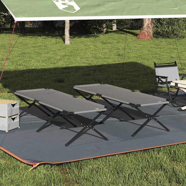 vidaXL Skladacia kempingová posteľ 2 pcs Sivá 210 x 80 x 46 cm