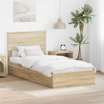 vidaXL Úložná posteľ Sonoma dub 90 x 190 cm Kompozitné drevo