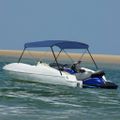 vidaXL Strieška Bimini s 2 oblúkmi námornícka modrá 150x120x110 cm