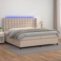 vidaXL Boxspring posteľ matrac a LED kapučínová 200x200 cm umelá koža
