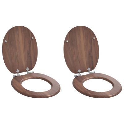 vidaXL Sedenie na toaletu s tichým zatváraním 2 pcs Hnedá 44 x 38 cm