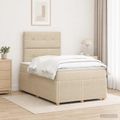 vidaXL Posteľ boxspring s matracom Krémová 120 x 200 cm Látka