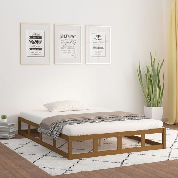 vidaXL Posteľný rám medový 120x190 cm malé dvojlôžko masívne drevo