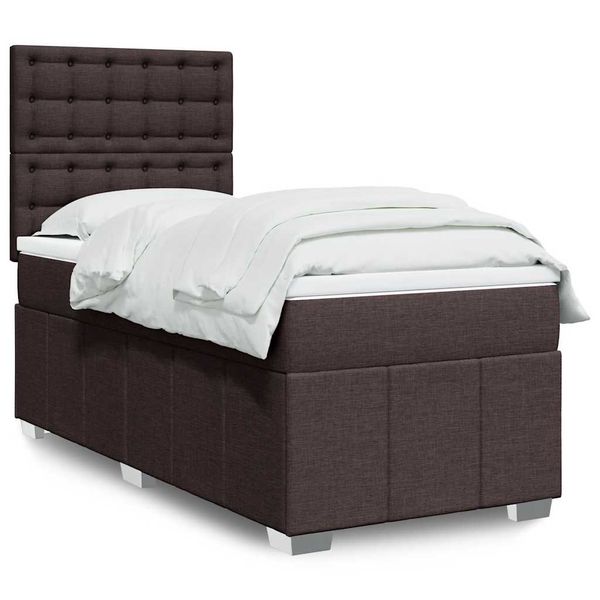 vidaXL Posteľný rám boxsping s matracom hnedý 90x200 cm látka