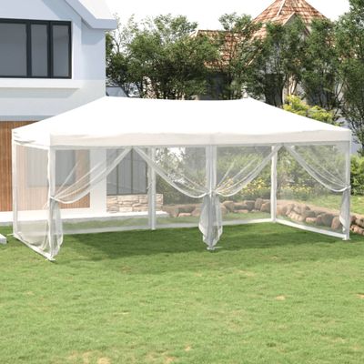 vidaXL Skladací párty stan s bočnými stenami biely 3x6 m