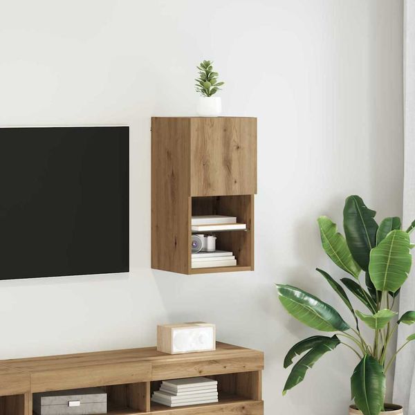 vidaXL Nástenný TV kabinet s LED Remeselný dub 30,5 x 30 x 60 cm